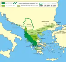 évolution territoriale du despotat d'Épire de 1205 à 1230