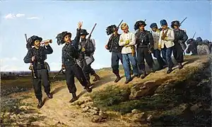 Silvestro Lega, Ritorno dei bersaglieri italiani da una ricognizione (1861).