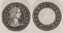 portrait dans un liséré circulaire, à la manière d'une monnaie