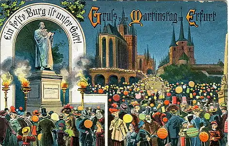 Carte postale de 1913, représentant la Saint-Martin à Erfurt.