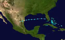 Trajectoire de l'ouragan Erika