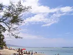 Scène de plage pendant les vacances de Noël (été austral).