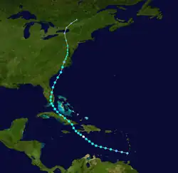 Parcours de l'ouragan Ernesto