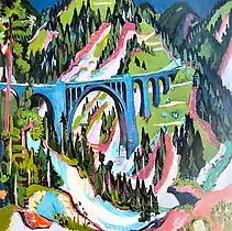 Pont près de Wiesen, 1926, Huile, 120 × 120 cm.