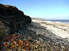 Érosion d'un crassier de charbon à Horden (N-O du Royaume-Uni).