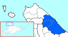 Carte bicolore montrant l'emplacement du district d'Esashi.