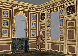 Essai de restitution du cabinet du « Petit appartement frais », vers 1703-1711.