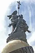 Détail du monument à Colomb édifié sur la Plaza Colón de Valladolid.