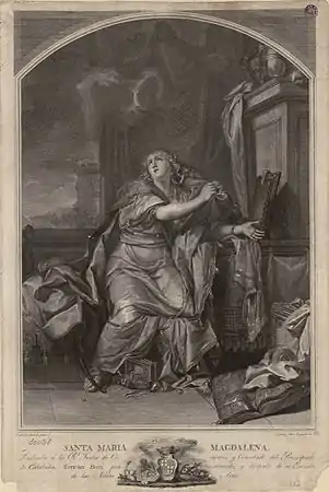 3. Esteban Boix d'après Charles Le Brun, Sainte Madeleine repentante, burin, copie en contrepartie de Gerard Edelinck, Biblioteca Nacional de España.