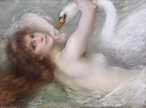 Léda et le cygne, pastel, non daté