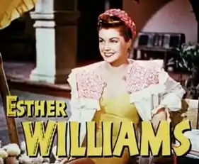 Description de l'image Esther Williams in Fiesta trailer.jpg.