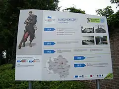 Panneau explicatif sur la commune pendant la Grande Guerre.
