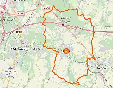 Carte représentant les limites territoriales d'une commune.