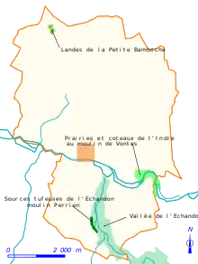 Carte en couleurs matérialisant les secteurs naturels remarquables d'un territoire.