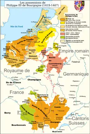 Les possessions de Philippe III de Bourgogne (1419-1467).