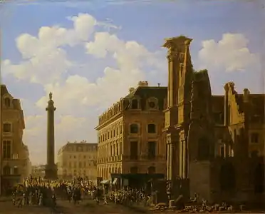 La Place Vendôme et la rue de Castiglione avec les ruines de l'église des Feuillants (1808), Paris, musée Carnavalet.