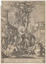 Jésus en chemin vers Jérusalem, gravure d'Étienne Duchetti d'après un dessin de Bernardino Passari, c. 1560-1590 (Galerie nationale slovaque).