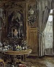 Etienne Moreau Nélaton, Scène d'intérieur. Huile sur toile signée en bas à droite, datée 1901. 65 x 54 cm