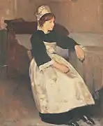 Étienne Buffet (1866-1948) : Bretonne (en costume du Faouët) (août 1923, huile sur toile, 61 × 50 cm, exposer au Salon des artistes français de 1924, coll. part.).