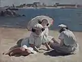 Les trois petites sur la plage du Lohic, Port-Louis1922 (97 × 130 cm)