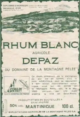 Etiquette Rhum agricole Depaz