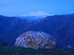 Vue de l'Etna depuis le site astronomique de Pizzo Vento à Fondachelli-Fantina.