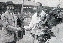 Ettore Bugatti et Juan Zanelli, après le GP Bugatti de 1929