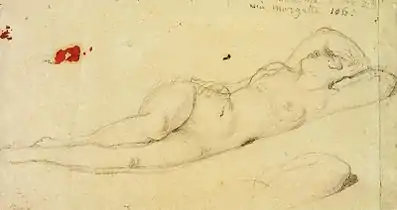 Ingres, étude pour La Dormeuse de Naples datée de 1808 (musée Ingres, Montauban).