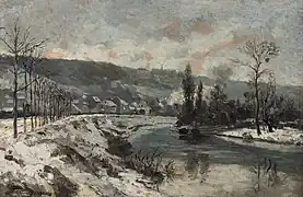 Paysage hivernal à la rivière, vers 1880.