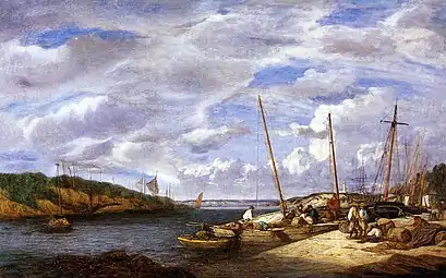 Douarnenez. Bateaux de pêche à quaiEugène Boudin, 1855Collection privée, Vente 2014