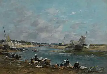 Lavandières sur un des bras de la Touques, 1866Collection privée, Vente 2010