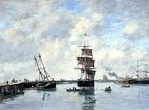 Eugène Boudin, Trouville, les jetées, mer haute, 1885, huile sur toile.