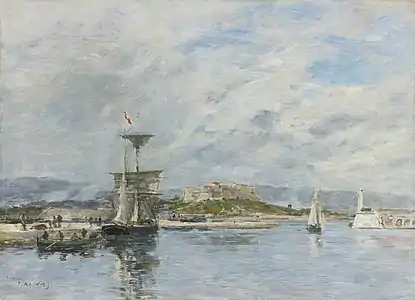 Vue du port d'Antibes. le quai, le matin, 1893,collection privée, vente 2013.