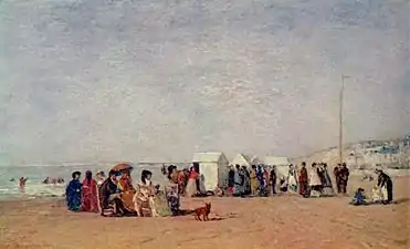 Eugène Boudin, Sur la plage de Trouville (1865)