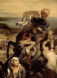 Eugène Delacroix Scène des massacres de Scio détail du cavalier, musée du Louvre.
