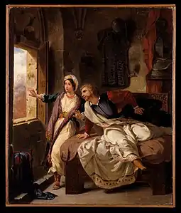Rebecca et Ivanhoé blessé, toile d'Eugène Delacroix, 1823, Metropolitan, New York.