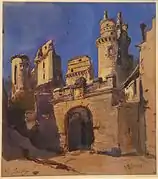 Le Château de Pierrefonds en ruine, aquarelle et gouache, Paris, musée du Louvre.