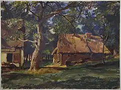 Eugène Isabey : Chaumières à Varengeville (Musée du Louvre)