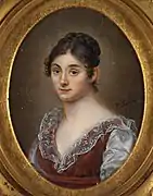 Portrait de jeune femme,  Eugène Isabey, 1831, peinture à l'huile sur vélin, 7,1 x 5,2 cm.