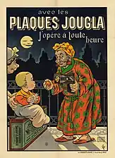 Publicité « Avec les plaques Jougla, j'opère à toute heure », 1905.