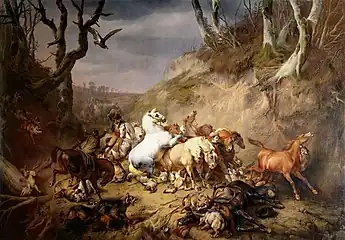 Loups affamés attaquant un groupe de cavaliers (1836), Rijksmuseum Amsterdam.