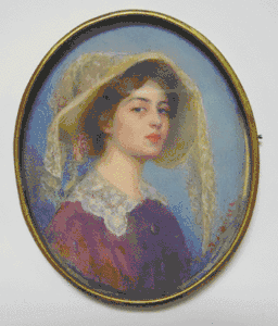 Woman in Lace Trimmed Hat, (vers 1911), aquarelle sur ivoire.