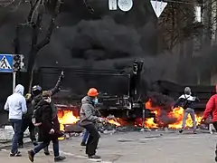 Combats entre manifestants et forces de l'ordre.