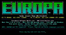 Ecran d'accueil de Europa BBS