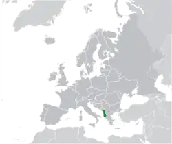 Map showing Albania in Europe