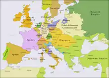 Map of European political borders in 1740