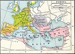 Carte du pourtour méditerranéen en 565.