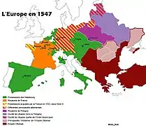 Occident chrétien en 1547 sous Charles Quint