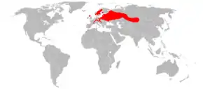 Aire de répartition du Castor d'Eurasie