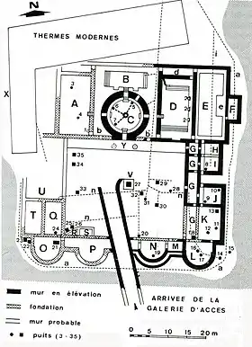 Plan des thermes gallo-romains.